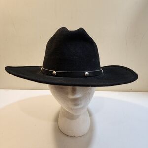 Bailey Black Wide-Brimmed Cowboy Hat with Decorative Band Size M